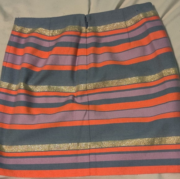 🗺️ J. Crew Lined Metallic Multi-Striped Mini Skirt Size 0 or XS Casual Clubbing - Picture 11 of 13